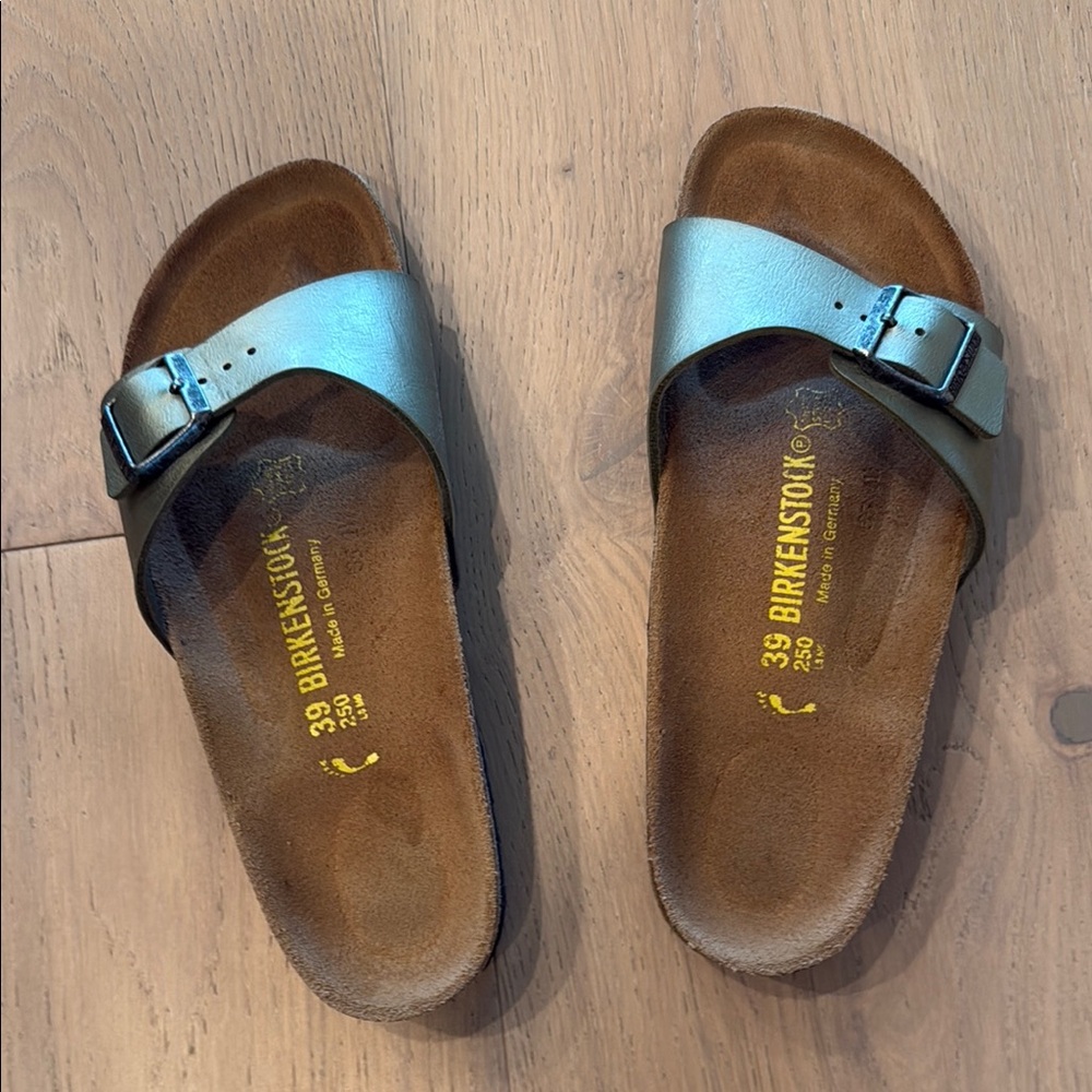Birkenstock Silver Slide Sandals